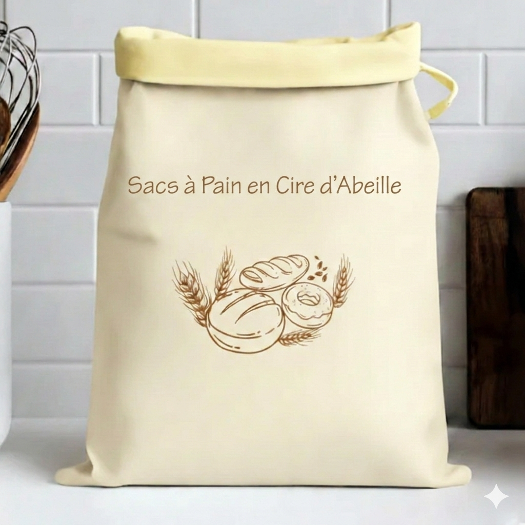 Sacs à pain en coton 100 % à la cire d’abeille premium