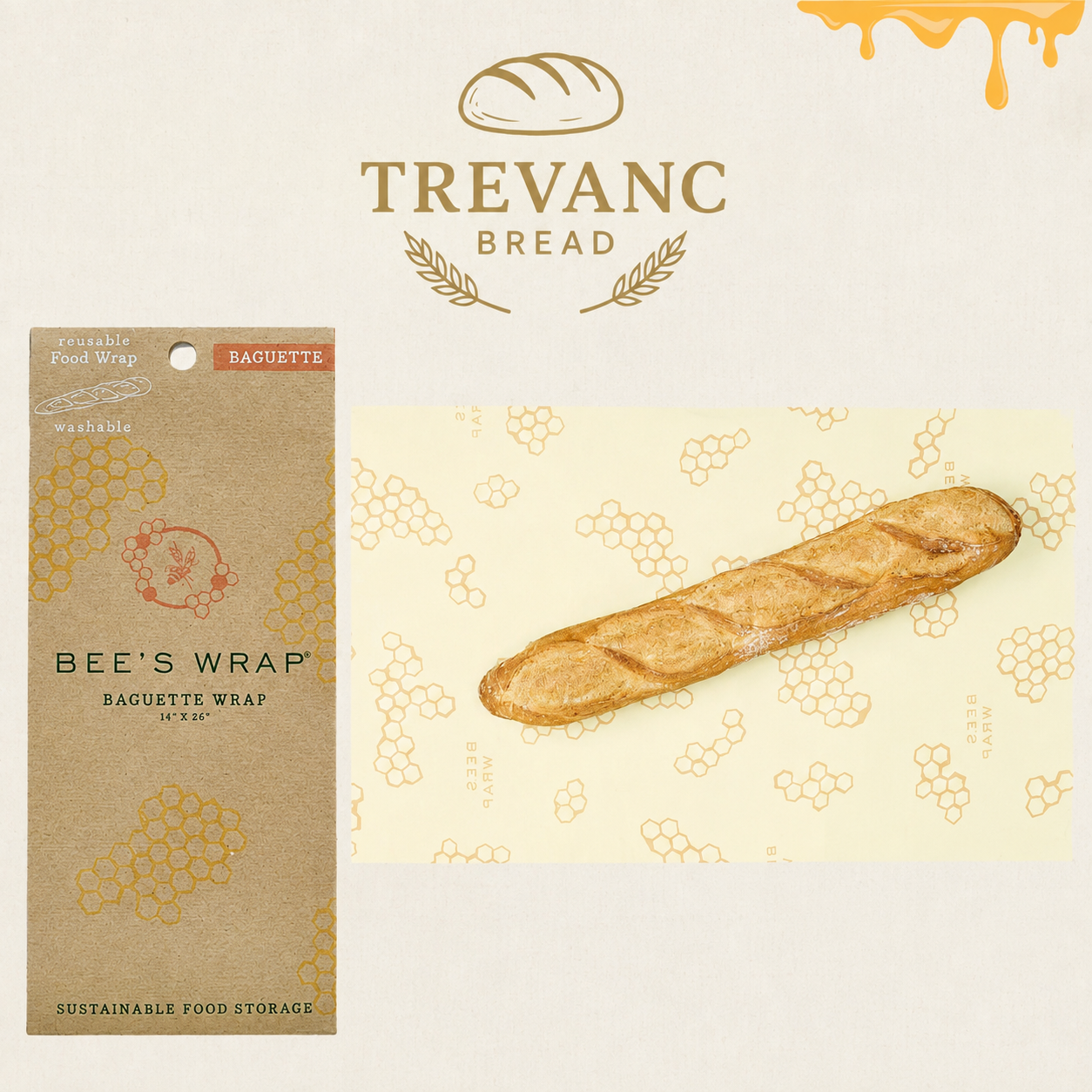 XL Reusable Beeswax Baguette Wrap