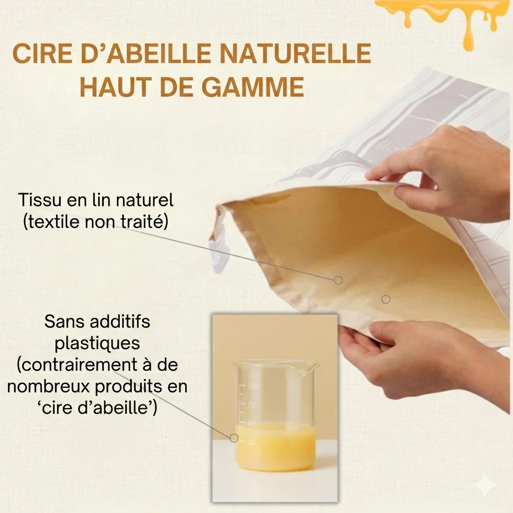 Sacs à pain en coton 100 % à la cire d’abeille premium