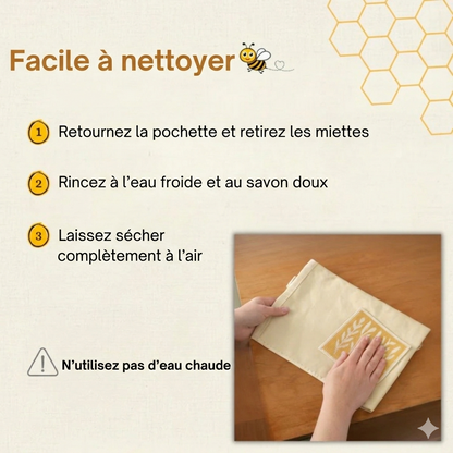 Sacs à pain en coton 100 % à la cire d’abeille premium