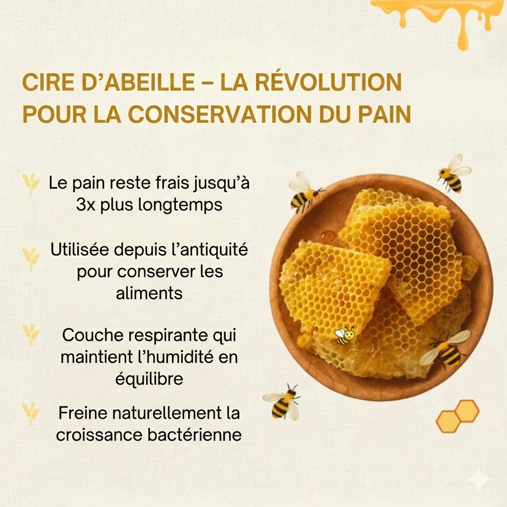 Sacs à pain en coton 100 % à la cire d’abeille premium