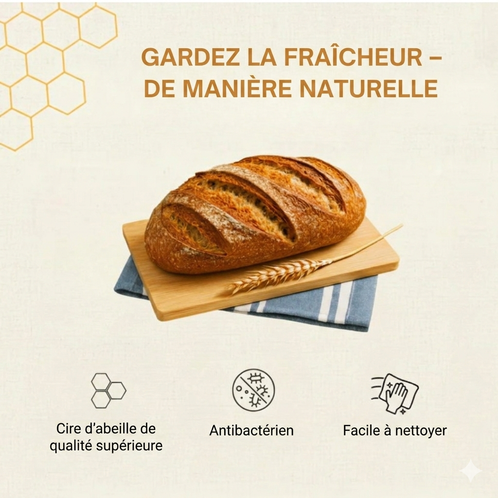 Sacs à pain en coton 100 % à la cire d’abeille premium