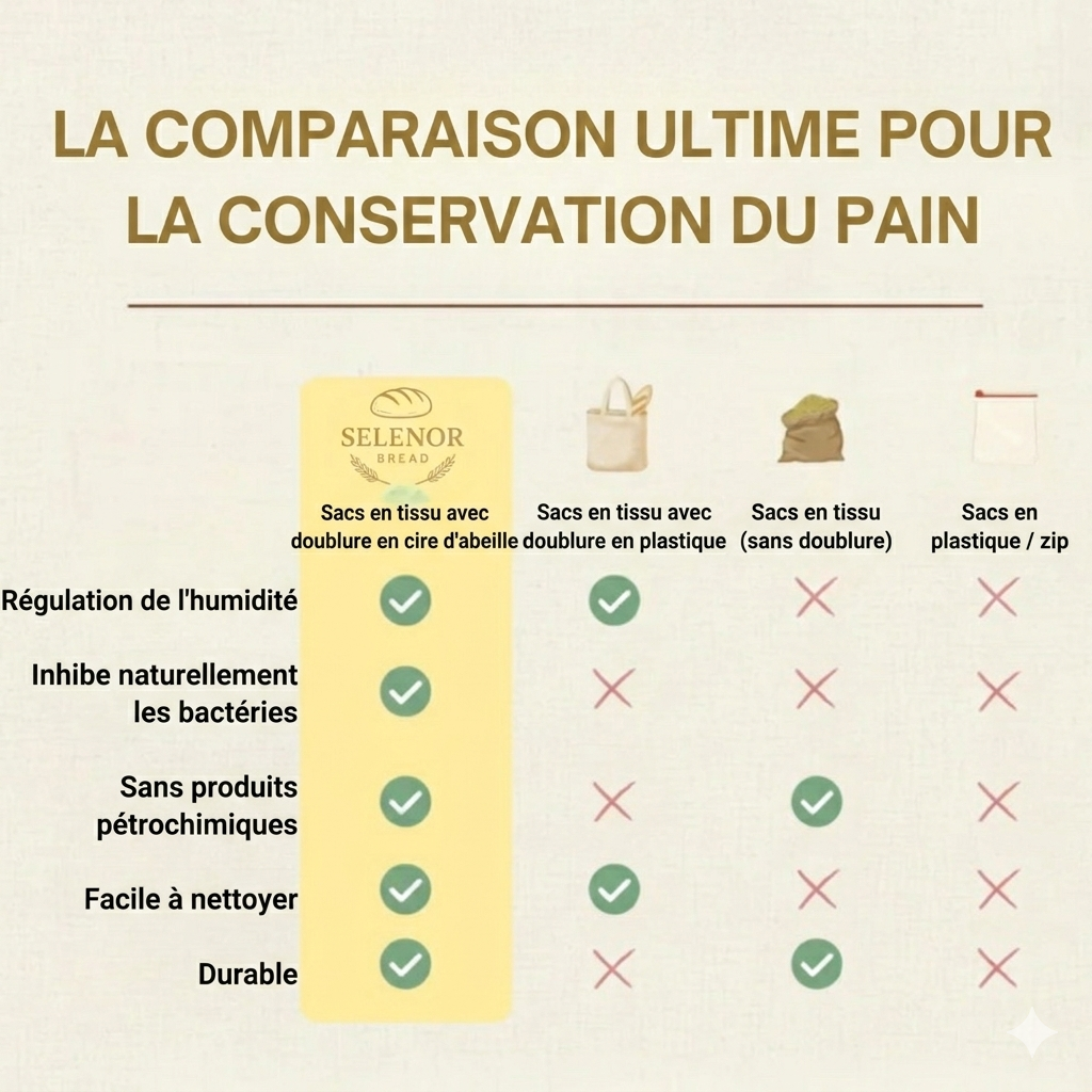 Sacs à pain en coton 100 % à la cire d’abeille premium