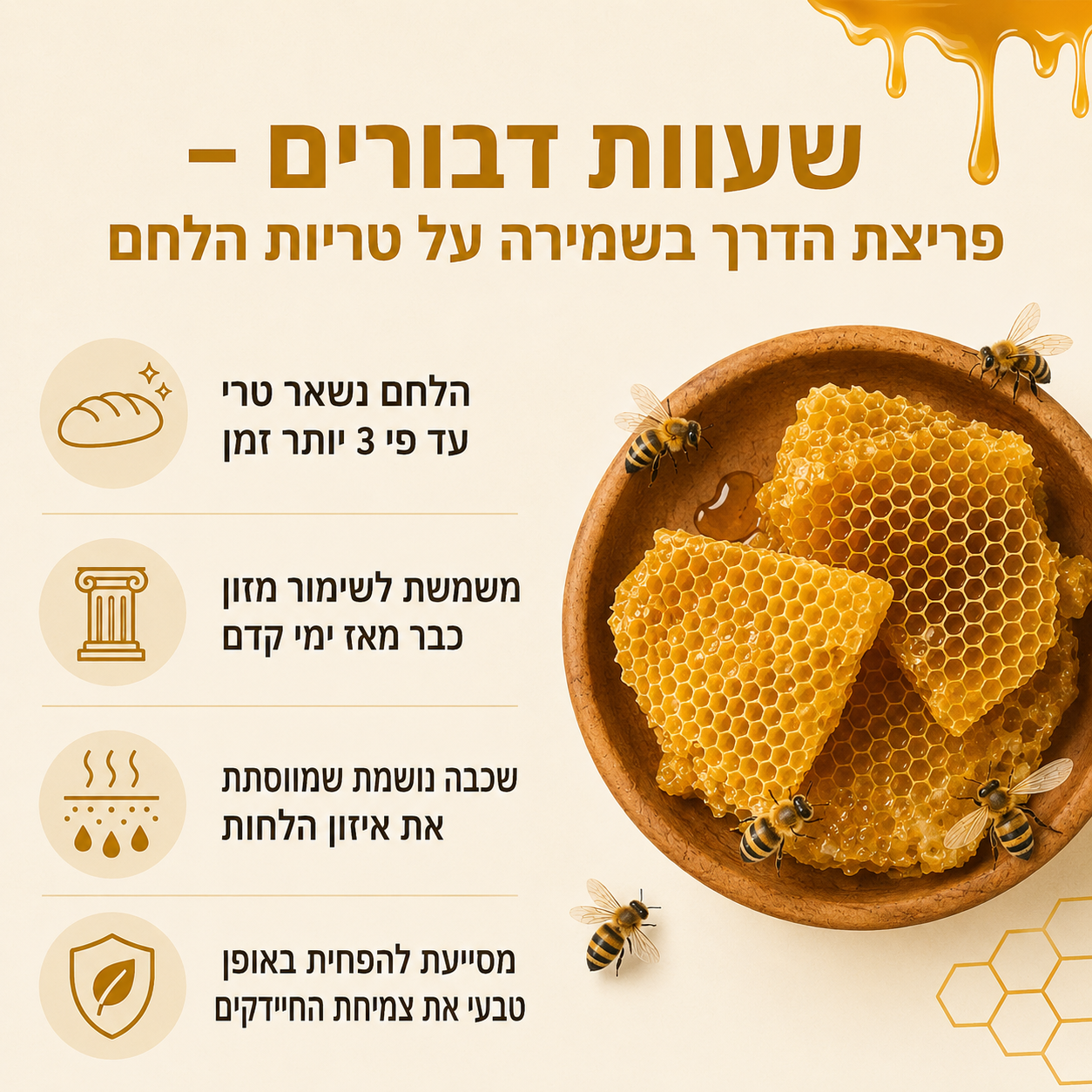 שקיות לחם פרימיום משעוות דבורים מכותנה 100%